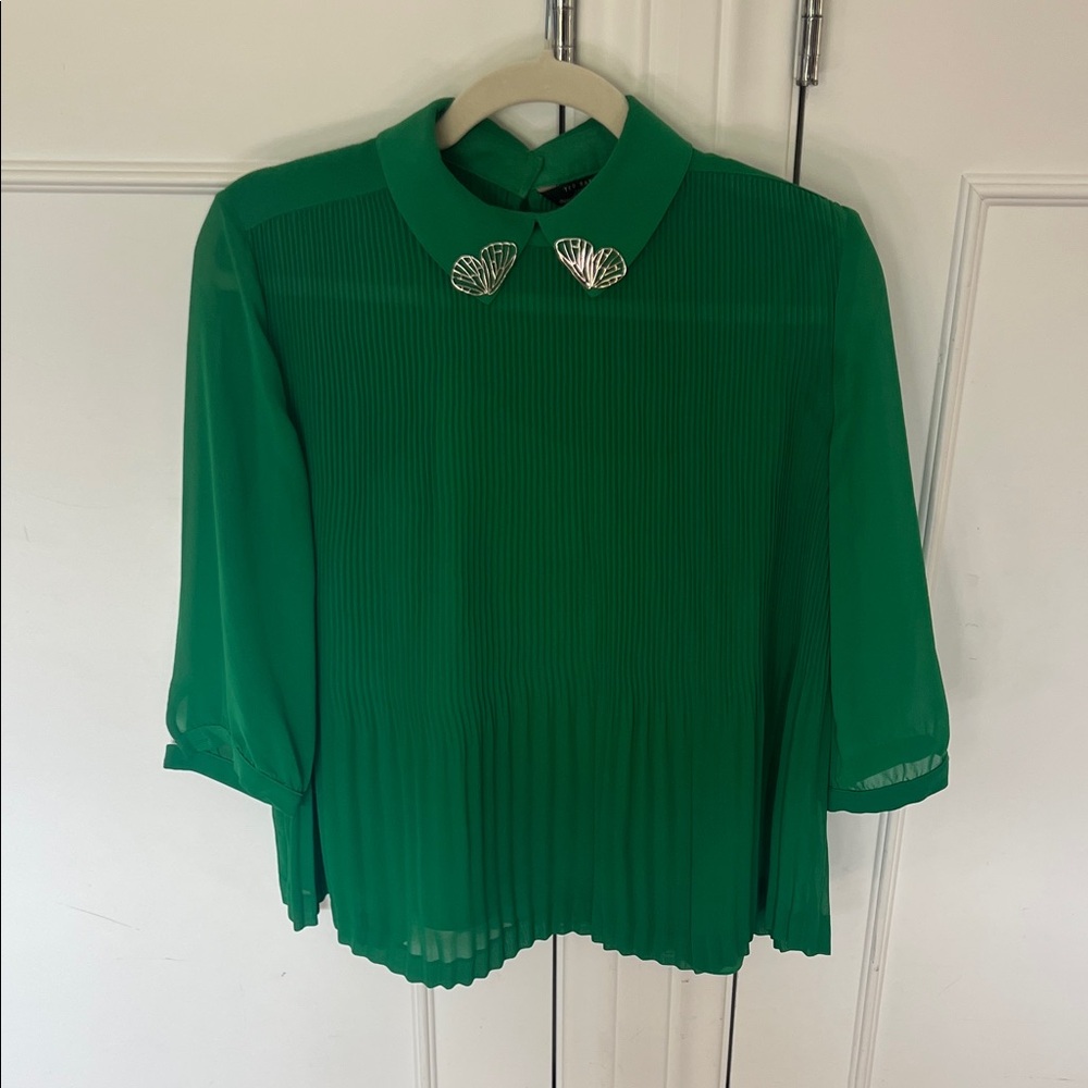 Green Pleated Women's Top